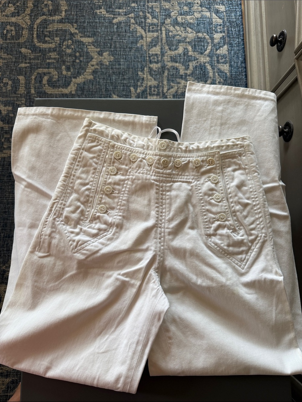 Vintage Ralph Lauren White High-Rise Button-Detail Jeans